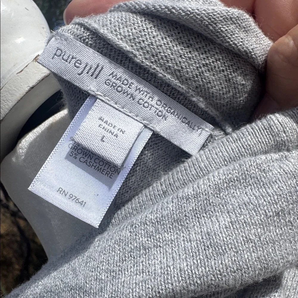Pure J Jill Gray Poncho Sweater organic cotton  cashmere Draped neck large - Picture 5 of 5